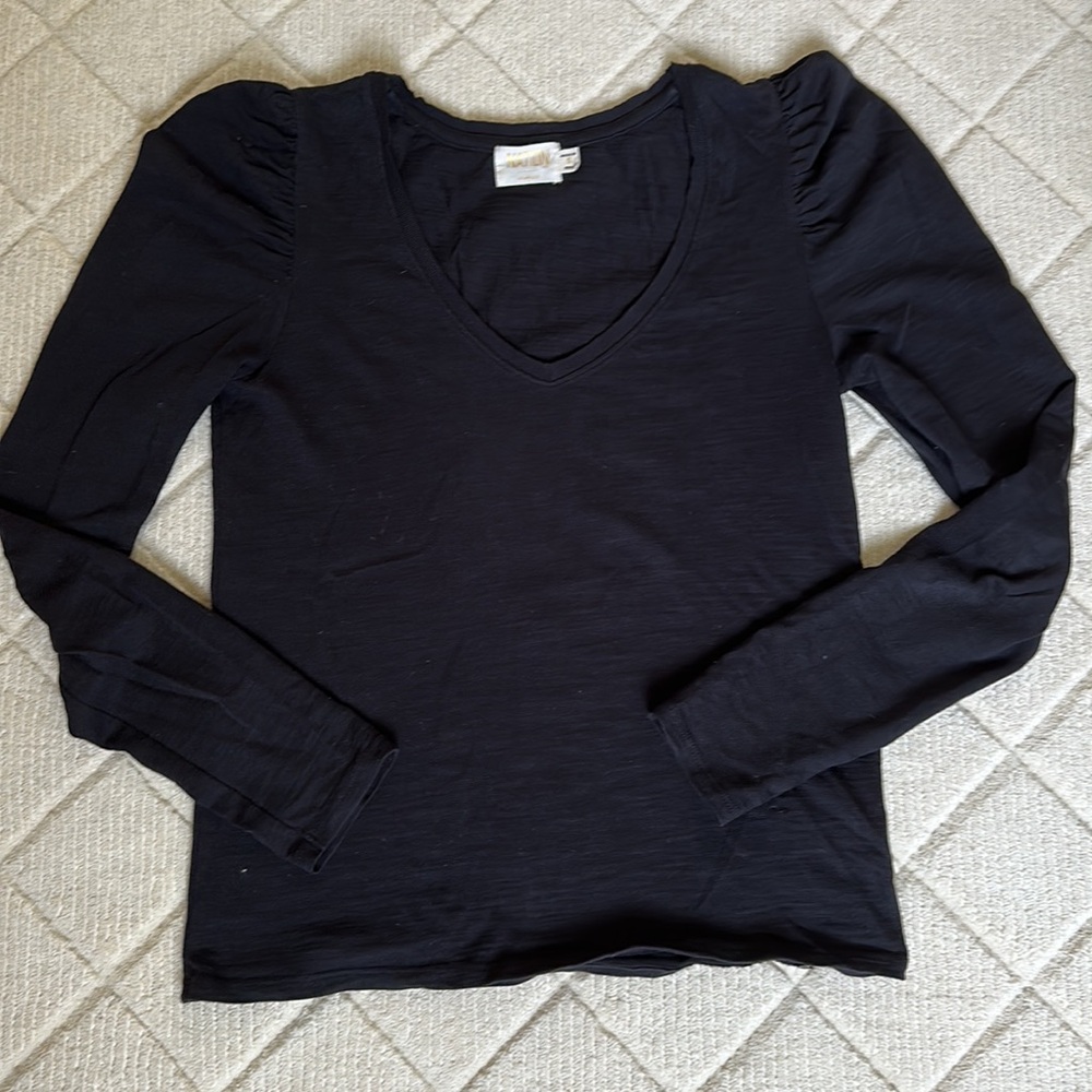 Nation LTD V-Neck Puff Sleeve T-Shirt Top